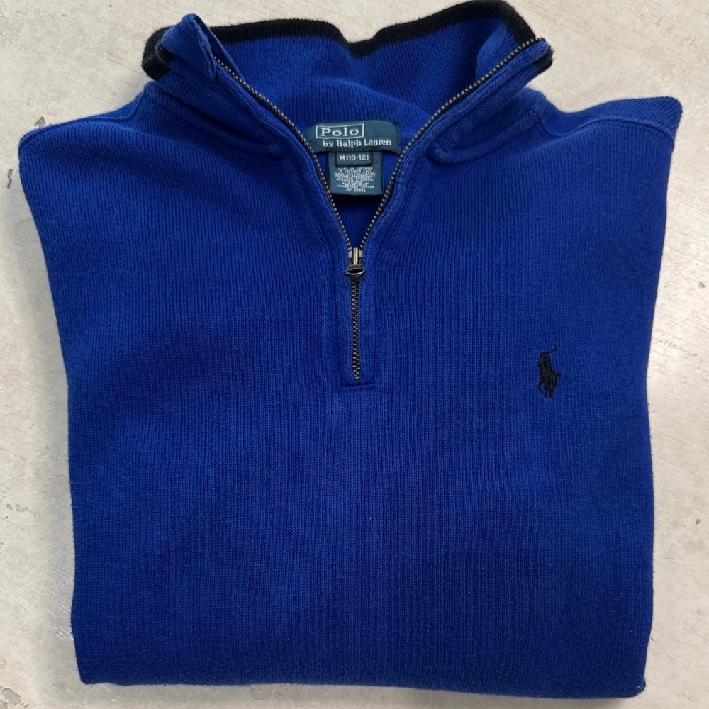 Polo by Ralph Lauren boys Royal Blue Zip-Up Sweater 10-12 medium